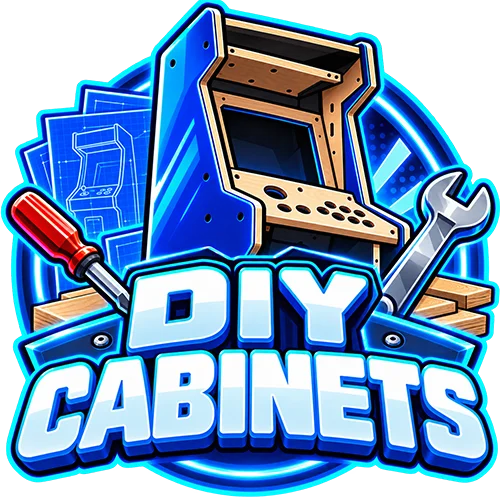 DIY Arcade Cabinets category graphic featuring an unfinished arcade cabinet and assembly tools