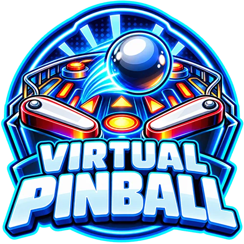 Virtual Pinball category graphic featuring a pinball machine playfield and silver pinball